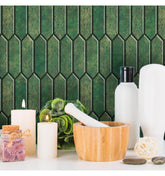 Radiant Green Peel and Stick Kitchen Tiles